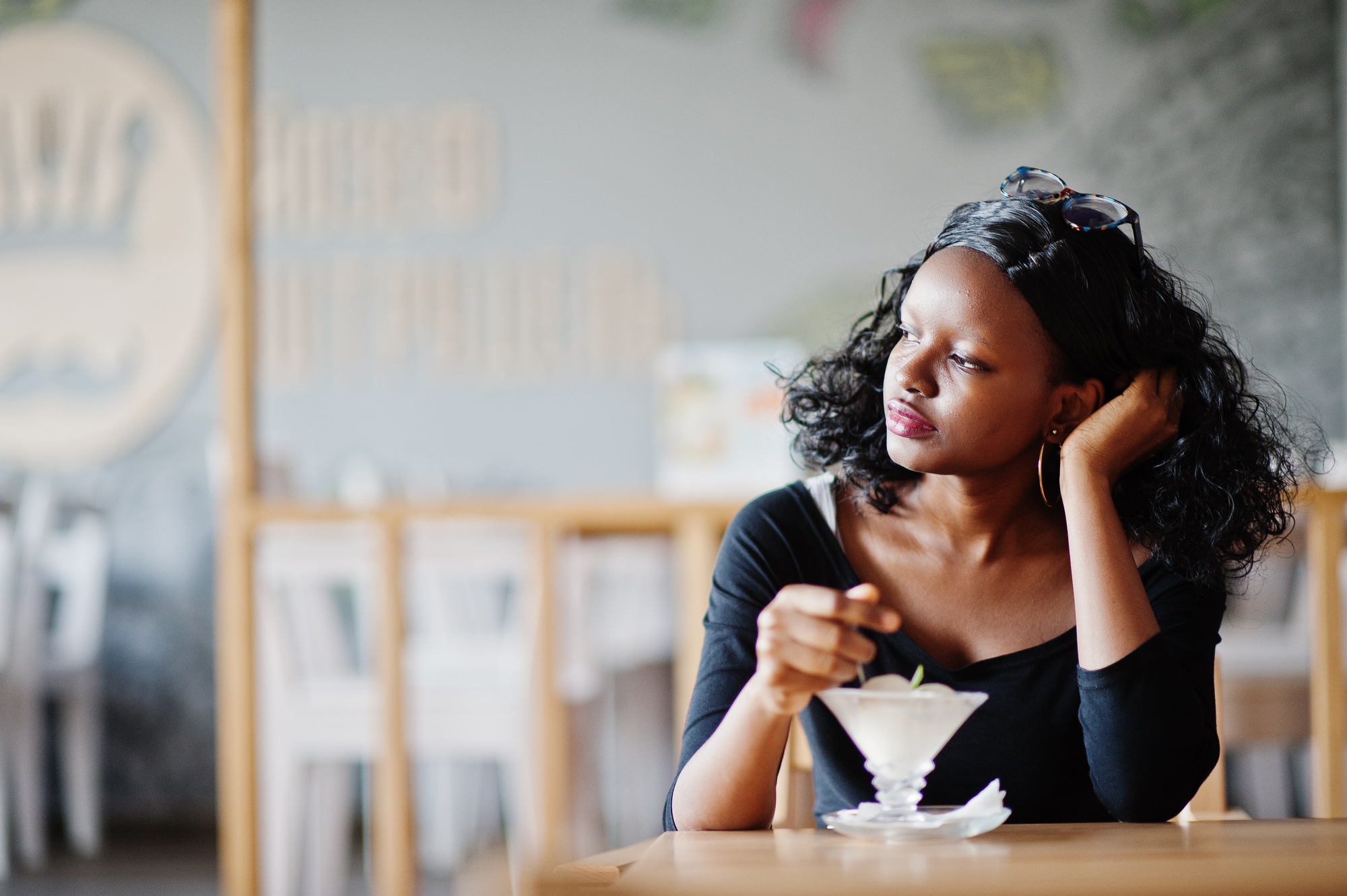 Africa woman at restaurant