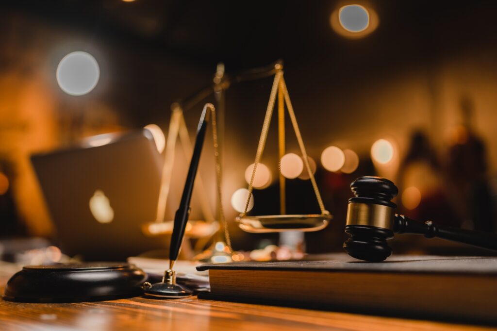 law and authority lawyer concept, judgment gavel hammer in court courtroom for crime judgement